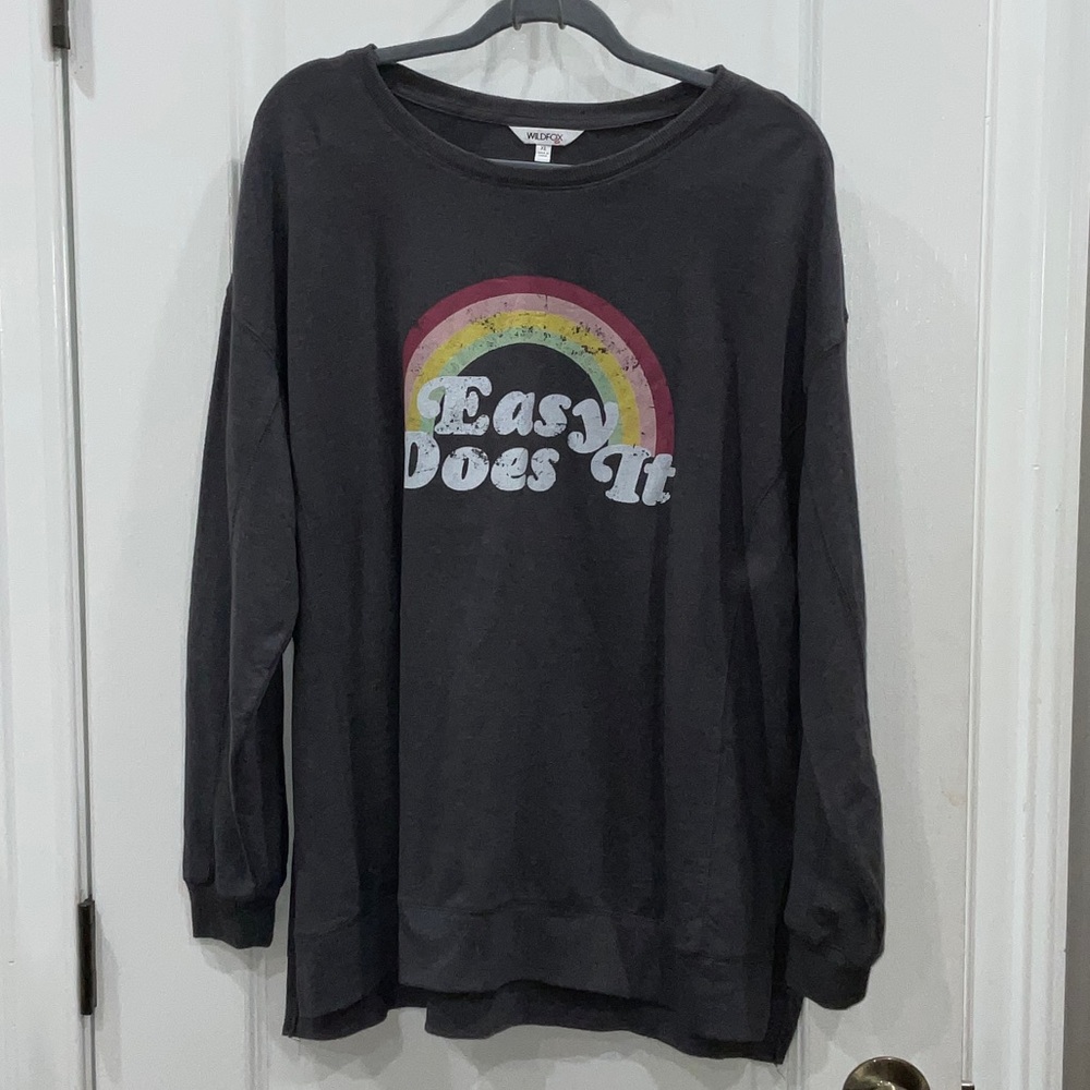 Wildfox Charcoal Rainbow Graphic Sweater